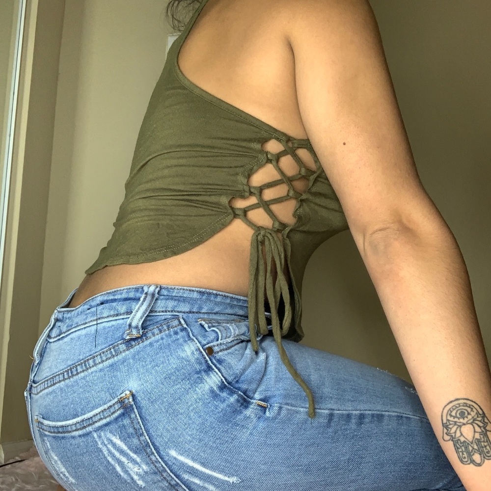 Olive Green Tie Up Top